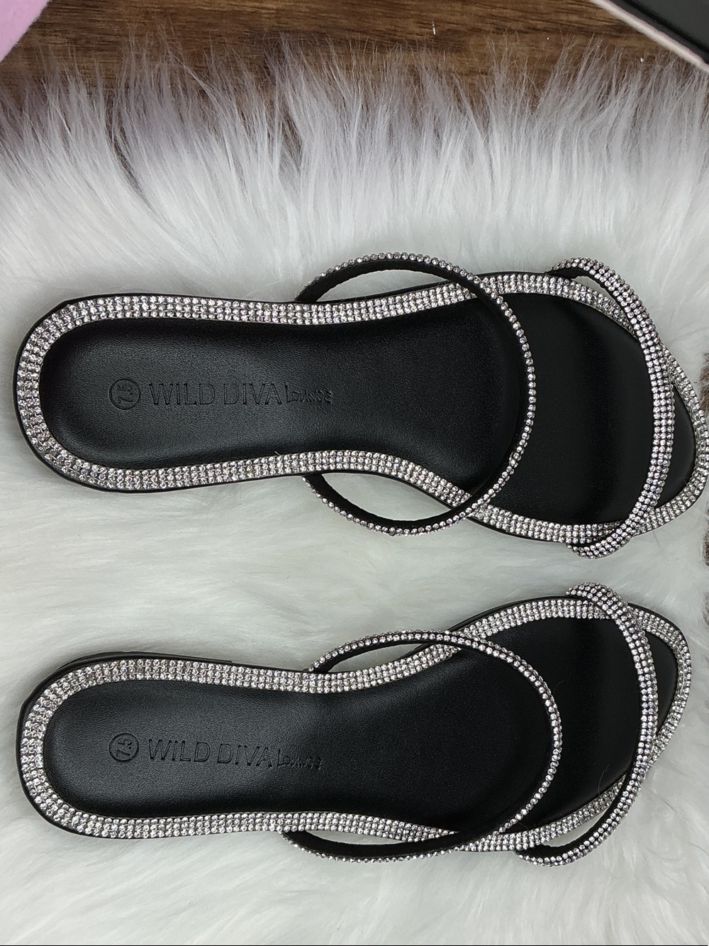 Rhinestone Strappy Slide Sandals